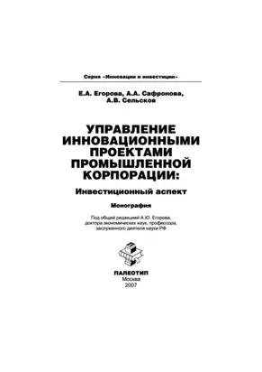 Управление инновационными проектами промышленной корпорации: инвестиционный аспект
