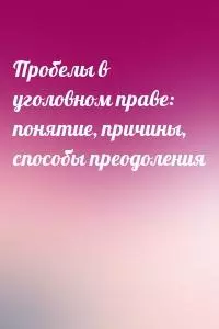 Пробелы в уголовном праве: понятие, причины, способы преодоления