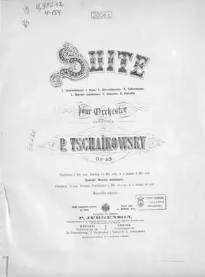 Suite pour Orchestre comp. par P. Tschaikowsky