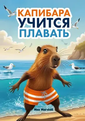 Капибара учится плавать