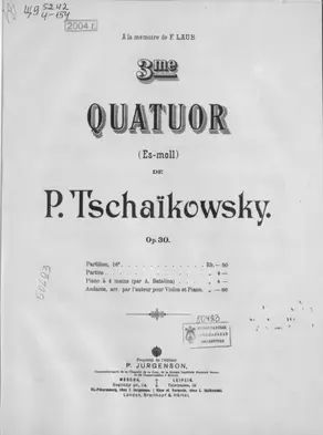 3 Quatuor Es-moll de P. Tschaikowsky